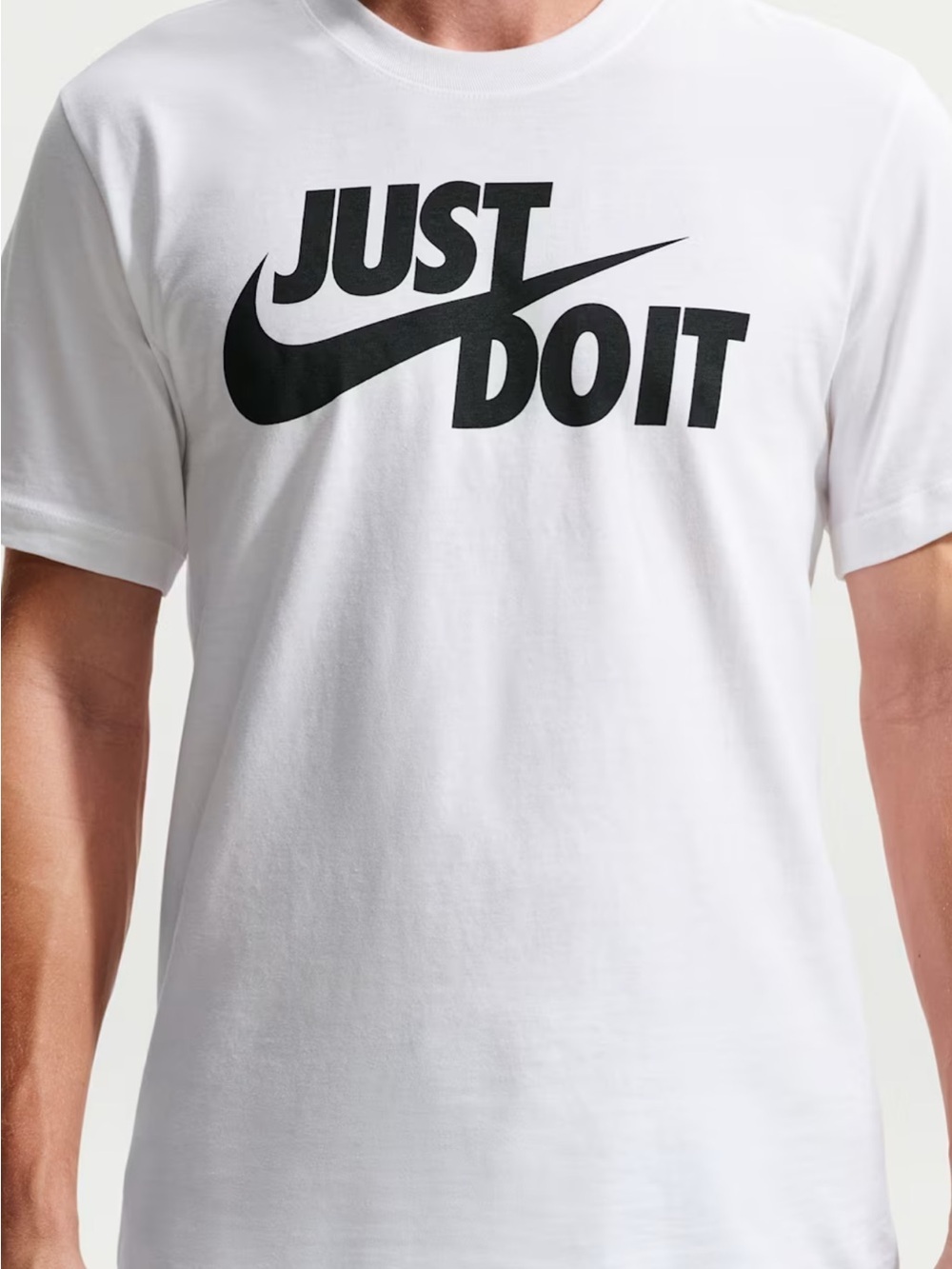 Nike White Short-Sleeve Tee with Black 'Just Do It' Logo